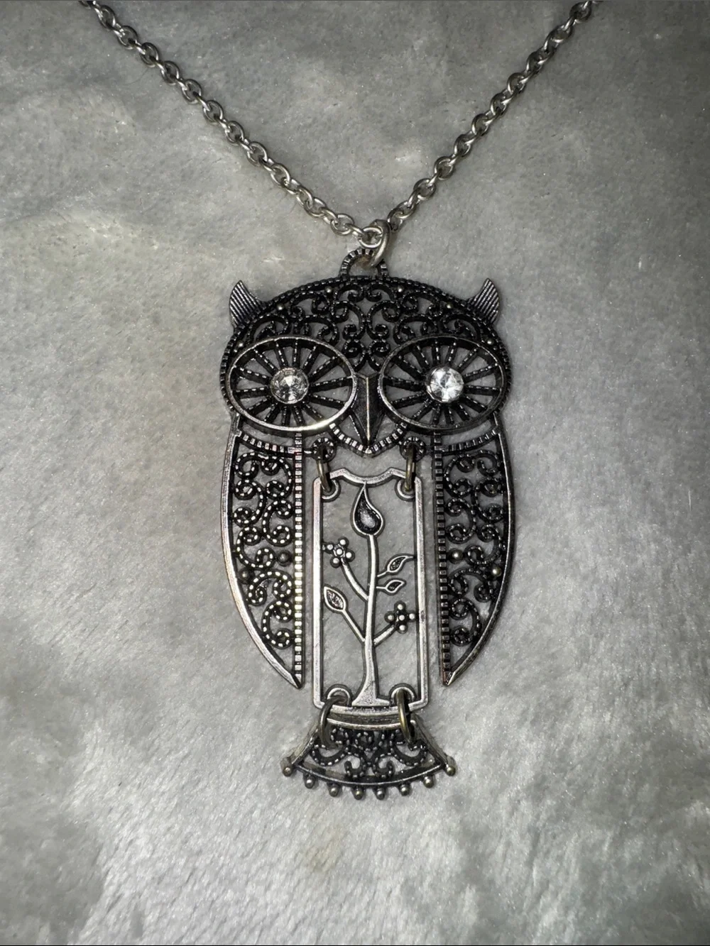 Silver Owl Pendant Necklace - Women Jewelry